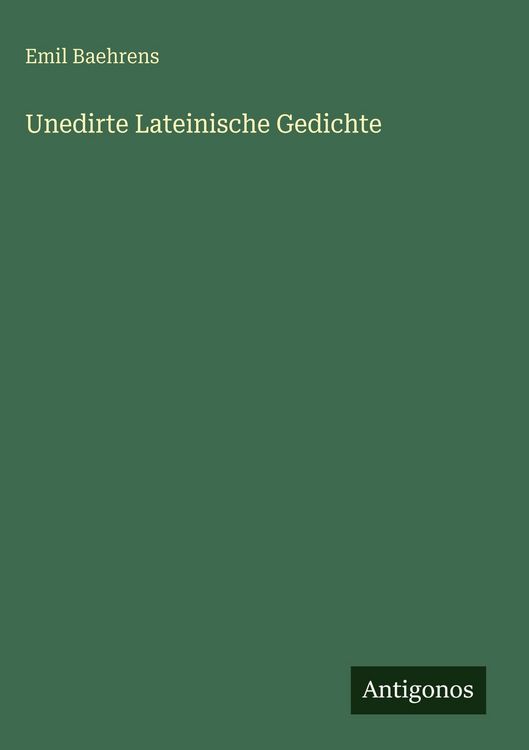 Produktbild: Unedirte Lateinische Gedichte