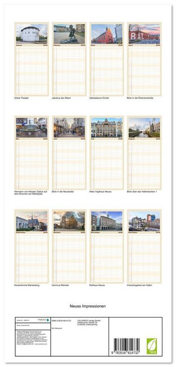 Produktbild: Familienplaner 2026 - Neuss Impressionen mit 5 Spalten (Wandkalender, 21 x 45 cm) CALVENDO