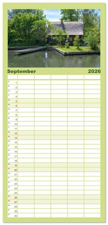 Produktbild: Familienplaner 2026 - Spreewald - Ein Naturparadies mit 5 Spalten (Wandkalender, 21 x 45 cm) CALVENDO