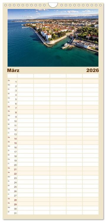 Produktbild: Familienplaner 2026 - Kroatien von oben mit 5 Spalten (Wandkalender, 21 x 45 cm) CALVENDO