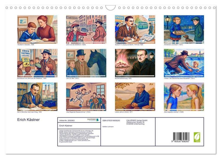Produktbild: Erich K&auml;stner (Wandkalender 2026 DIN A3 quer), CALVENDO Monatskalender
