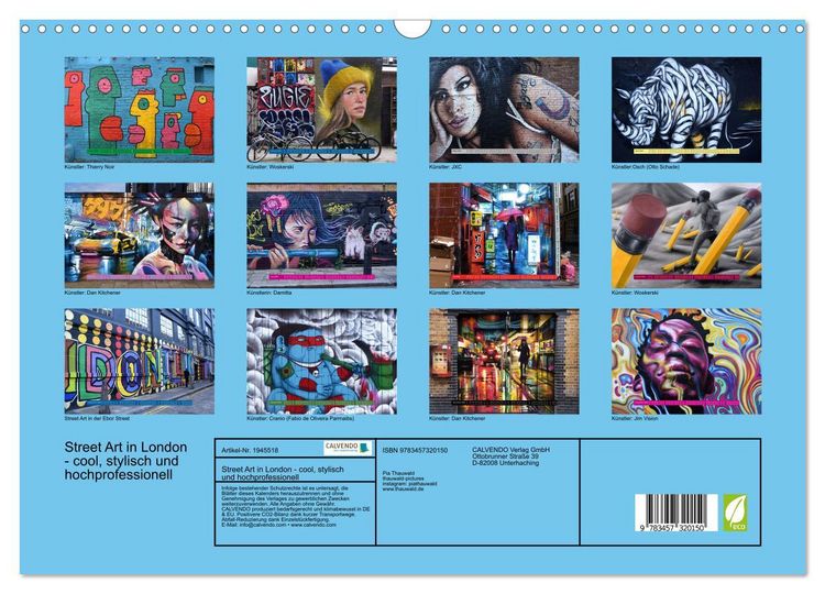 Produktbild: Street Art in London - cool, stylisch und hochprofessionell (Wandkalender 2026 DIN A3 quer), CALVENDO Monatskalender
