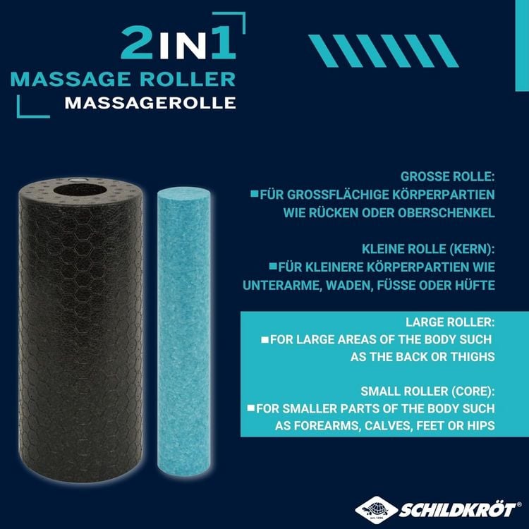 Produktbild: Schildkr&ouml;t 960237 - Massagerolle 2in1, 2-teilig, Kunststoff, Faszienrolle, Selbstmassageset