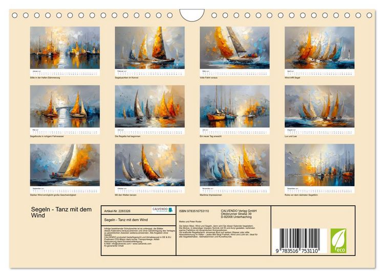 Produktbild: Segeln - Tanz mit dem Wind (Wandkalender 2027 DIN A4 quer), CALVENDO Monatskalender