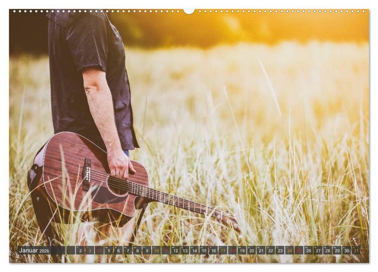 Produktbild: Gitarre - Freiheit Tr&auml;ume (hochwertiger Premium Wandkalender 2026 DIN A2 quer), Kunstdruck in Hochglanz