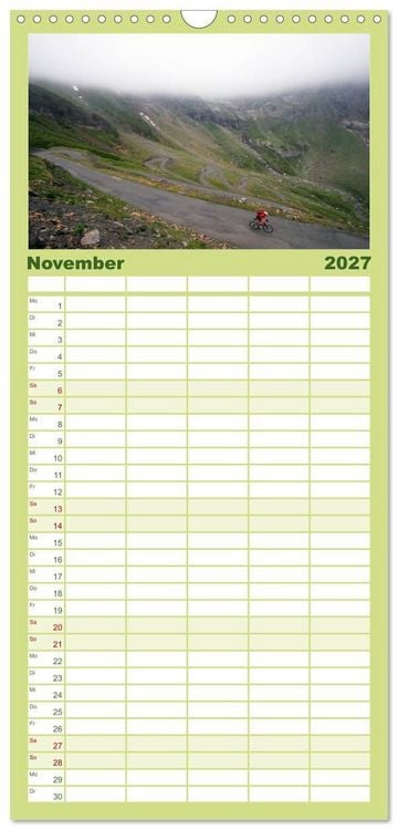 Produktbild: Familienplaner 2027 - Pyren&auml;enp&auml;sse mit dem Rennrad 2027 mit 5 Spalten (Wandkalender, 21 x 45 cm) CALVENDO