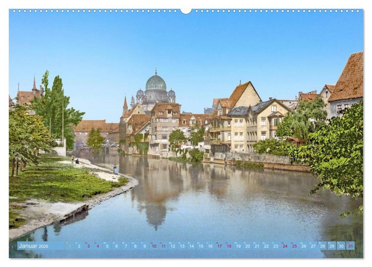 Produktbild: N&uuml;rnberg zur Kaiserzeit in Farbe - Fotos neu restauriert und koloriert (hochwertiger Premium Wandkalender 2026 DIN A2 quer), Kunstdruck in Hochglanz