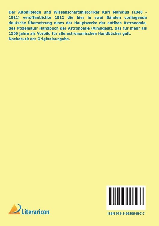 Produktbild: Des Claudius Ptolem&auml;us Handbuch der Astronomie