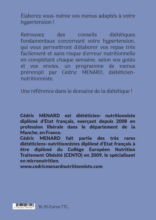 Produktbild: J'&eacute;labore mon planning de menus pour mon hypertension.