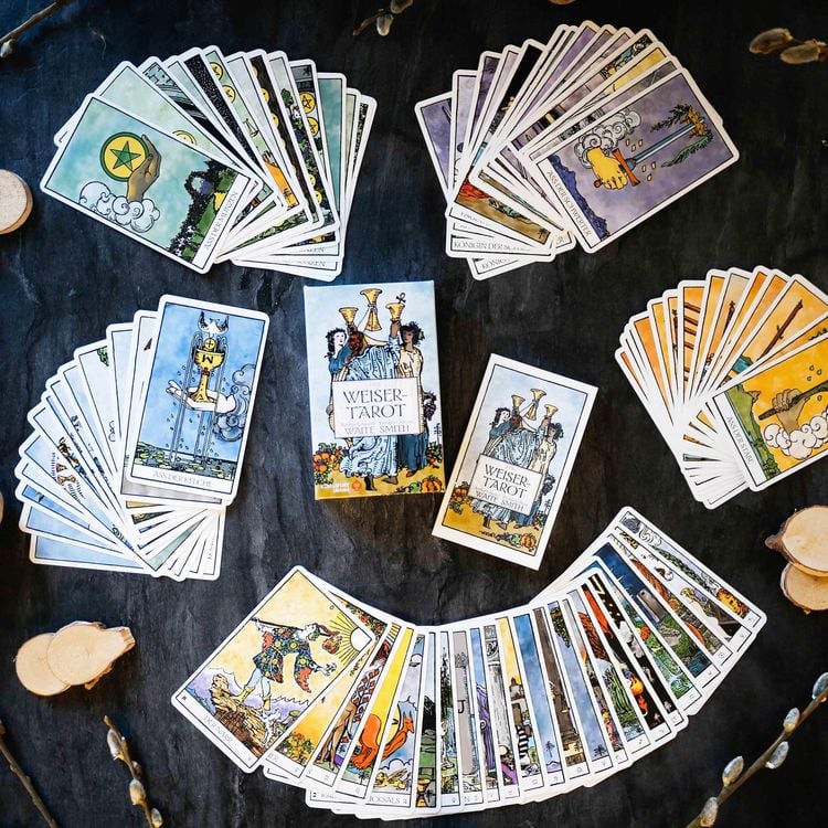 Produktbild: Das Weiser-Tarot - Tarot von A.E. Waite in den urspr&uuml;nglichen Aquarellfarben (78 Karten illustriert von Pamela Colman Smith mit Booklet)