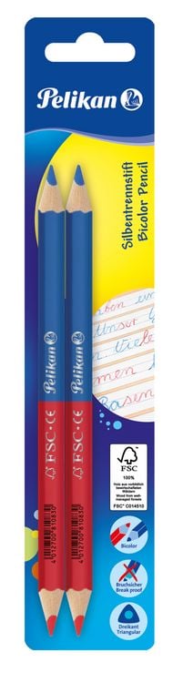 Produktbild: Pelikan Silbentrennstift, Buntstift, Rot+Blau, dick, dreieckig, 2/B, 2er Set