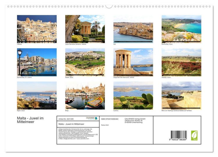 Produktbild: Malta - Juwel im Mittelmeer (hochwertiger Premium Wandkalender 2026 DIN A2 quer), Kunstdruck in Hochglanz