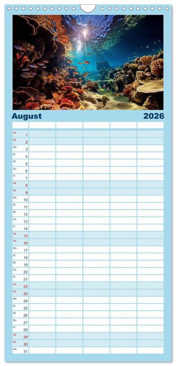 Produktbild: Familienplaner 2026 - Schnorcheltiefe mit 5 Spalten (Wandkalender, 21 x 45 cm) CALVENDO