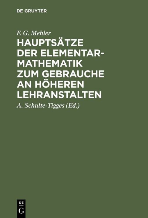 Produktbild: Haupts&auml;tze der Elementar-Mathematik zum Gebrauche an h&ouml;heren Lehranstalten