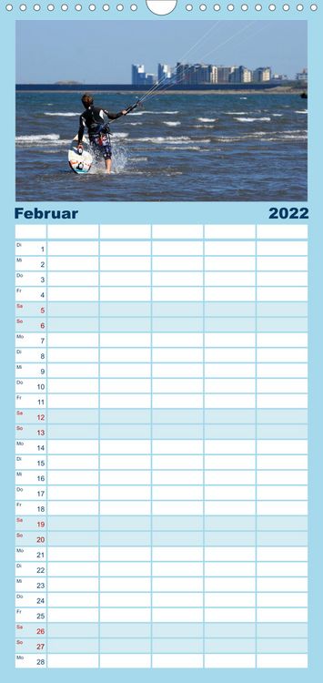 Produktbild: Familienplaner Kitesurfen - Wind und Wellen (Wandkalender 2022 , 21 cm x 45 cm, hoch)