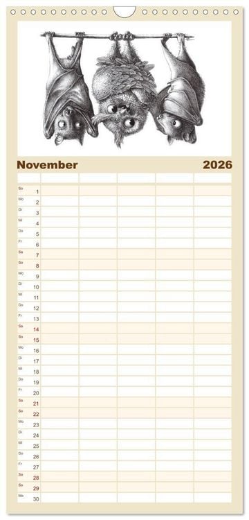 Produktbild: Familienplaner 2026 - owls & friends 2026 mit 5 Spalten (Wandkalender, 21 x 45 cm) CALVENDO