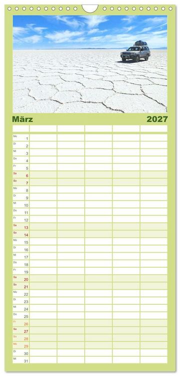 Produktbild: Familienplaner 2027 - S&uuml;damerika - Vom Reich der Inka bis nach Patagonien mit 5 Spalten (Wandkalender, 21 x 45 cm) CALVENDO