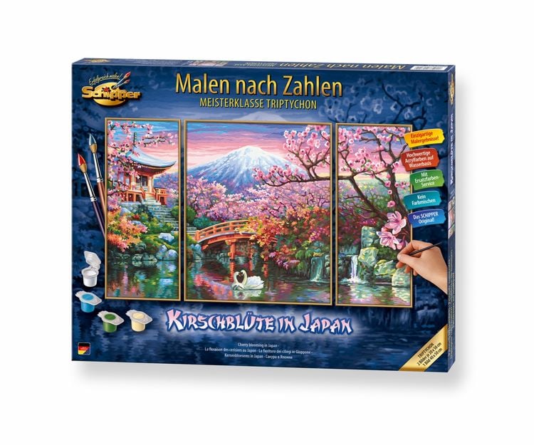 Schipper 609260854 Malen nach Zahlen - Der Jakobsweg - Bilder malen für Erwachsene, inklusive Pinsel und Acrylfarben, Triptychon, 50 x 80 cm