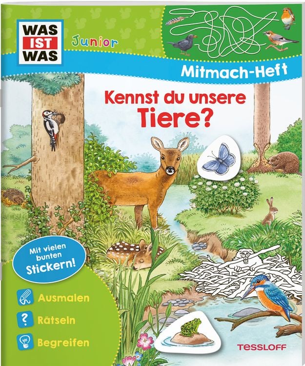 Produktbild: WAS IST WAS Junior Mitmach-Heft Kennst du unsere Tiere?