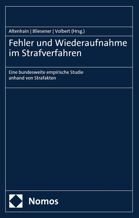 Produktbild: Fehler und Wiederaufnahme im Strafverfahren