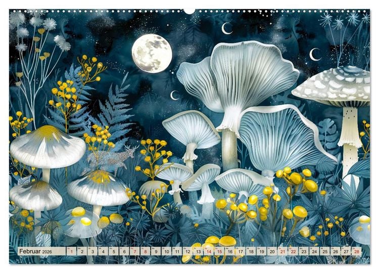 Produktbild: Zauberwelt der Pilze - Fantasievolle Pilze im verwunschenen Wald (Wandkalender 2026 DIN A2 quer), CALVENDO Monatskalender
