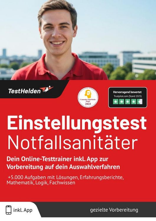 Produktbild: Einstellungstest Notfallsanit&auml;ter: Dein Online-Testtrainer inkl. App zur Vorbere