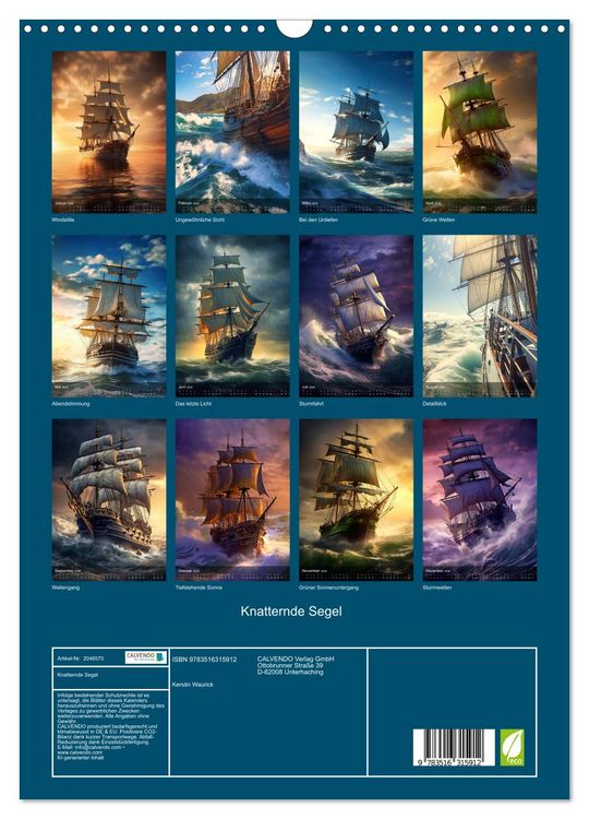 Produktbild: Knatternde Segel (Wandkalender 2026 DIN A3 hoch), CALVENDO Monatskalender
