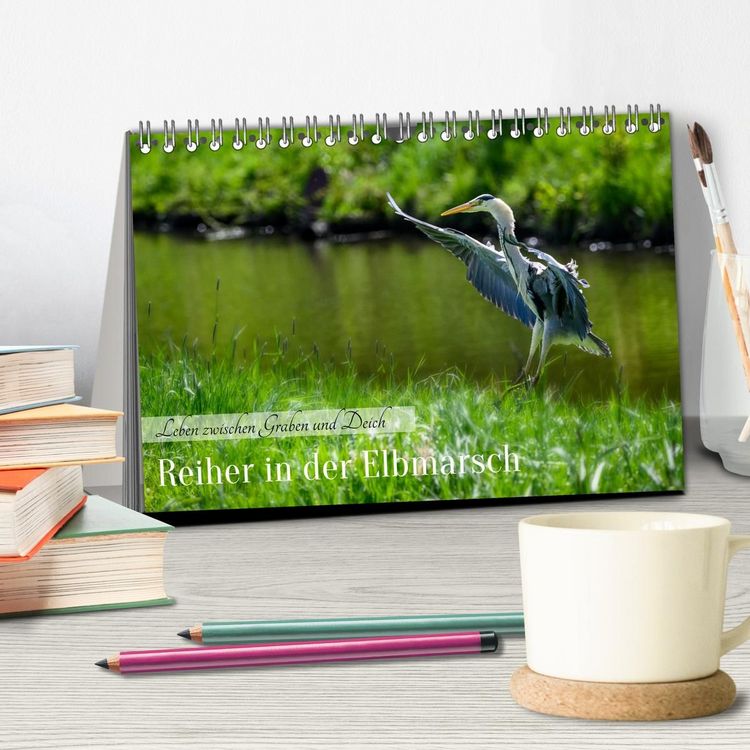 Produktbild: Reiher in der Elbmarsch (Tischkalender 2027 DIN A5 quer), CALVENDO Monatskalender