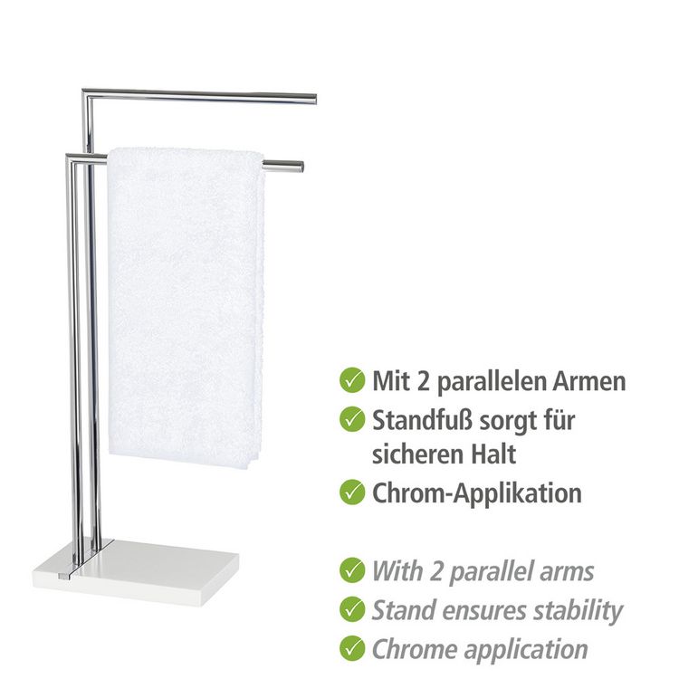 Produktbild: Handtuchst&auml;nder Mod. Noble White mit 2 Armen, aus verchromtem Stahl