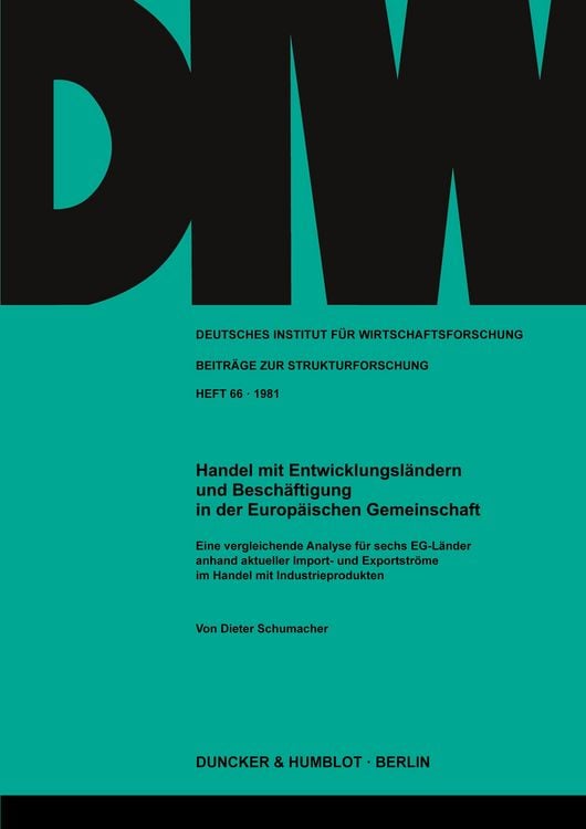 Produktbild: Handel mit Entwicklungsl&auml;ndern und Besch&auml;ftigung in der Europ&auml;ischen Gemeinschaft.