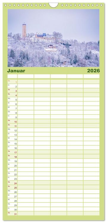 Produktbild: Familienplaner 2026 - Jena - Faszination in Bildern mit 5 Spalten (Wandkalender, 21 x 45 cm) CALVENDO