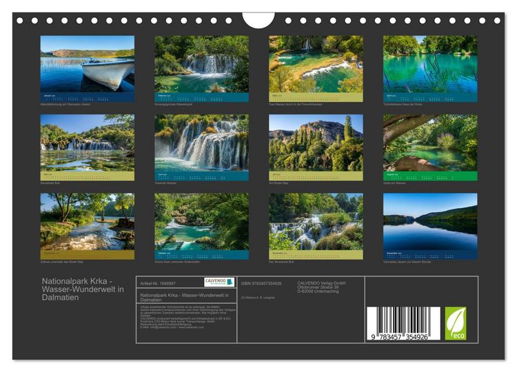 Produktbild: Nationalpark Krka - Wasser-Wunderwelt in Dalmatien (Wandkalender 2026 DIN A4 quer), CALVENDO Monatskalender