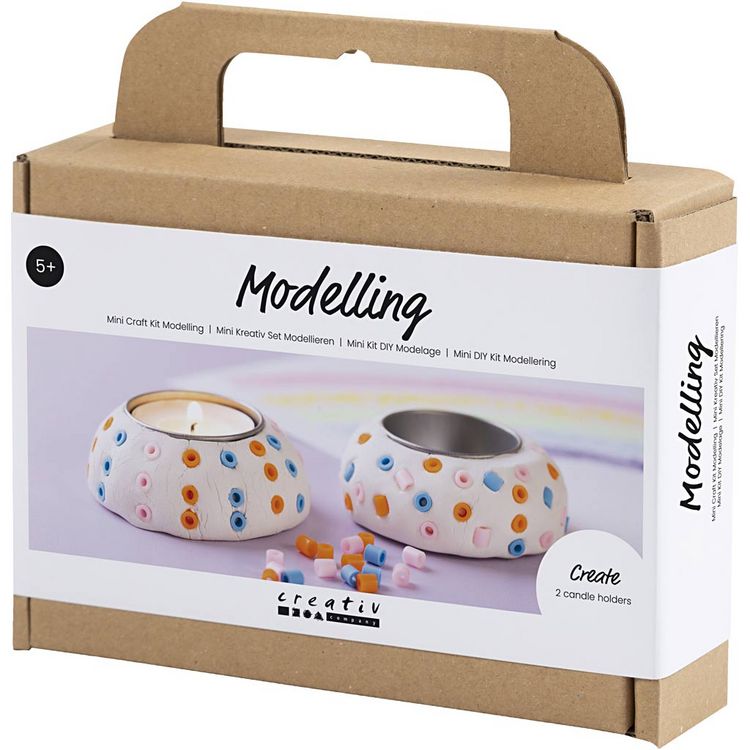 Produktbild: Creativ Company Mini Kreativ Set Modellieren, Kerzenhalter, Wei&szlig;
