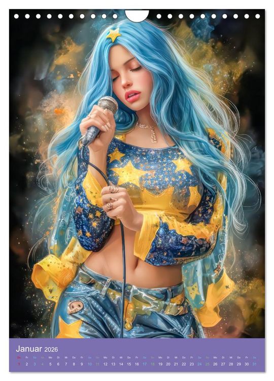 Produktbild: Popstars - Inspiriert vom Mangastil (Wandkalender 2026 DIN A4 hoch), CALVENDO Monatskalender
