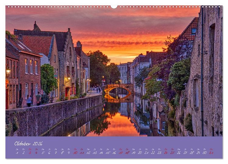 Produktbild: Br&uuml;gge und Gent im Zwielicht (Wandkalender 2026 DIN A2 quer), CALVENDO Monatskalender