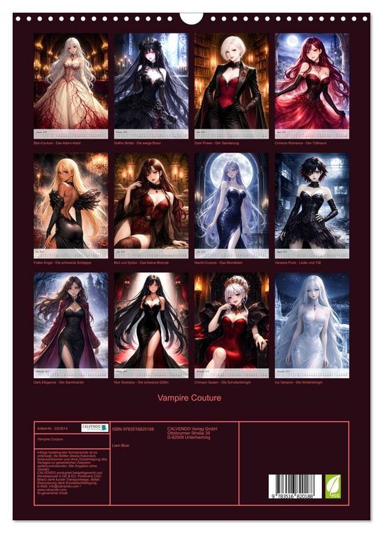 Produktbild: Vampire Couture (Wandkalender 2027 DIN A3 hoch), CALVENDO Monatskalender