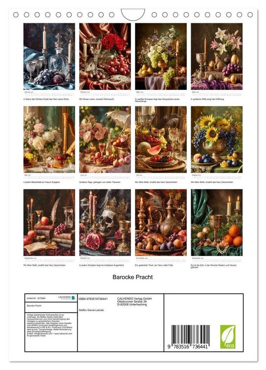 Produktbild: Barocke Pracht (Wandkalender 2026 DIN A4 hoch), CALVENDO Monatskalender