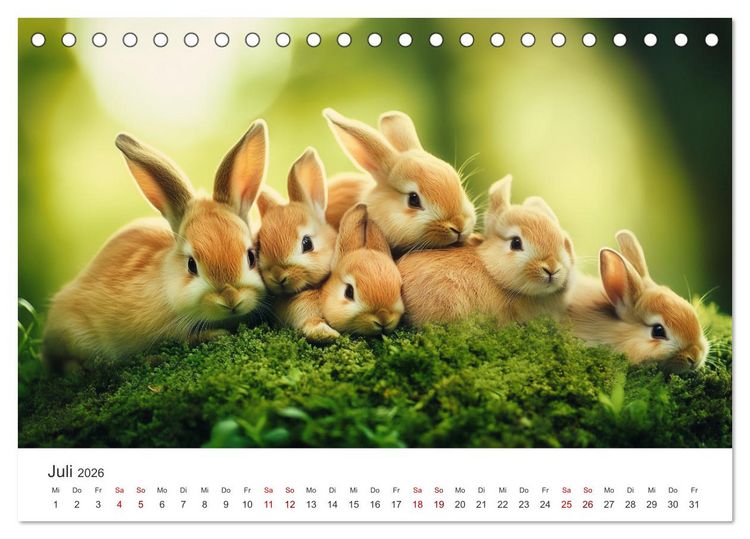 Produktbild: Fantastisch, flauschig, frech! - Ein Kaninchenkalender (Tischkalender 2026 DIN A5 quer), CALVENDO Monatskalender