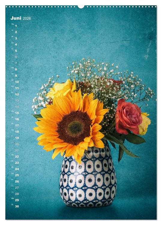 Produktbild: Blumenschmuck in Bunzlau Keramik (Wandkalender 2026 DIN A2 hoch), CALVENDO Monatskalender