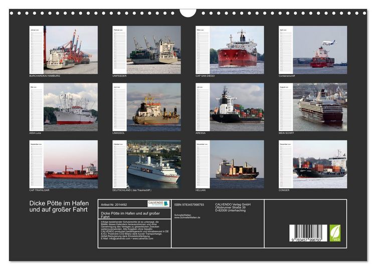 Produktbild: Dicke P&ouml;tte im Hafen und auf gro&szlig;er Fahrt (Wandkalender 2026 DIN A3 quer), CALVENDO Monatskalender