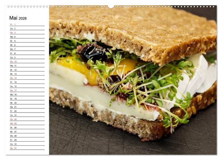 Produktbild: Brotzeit. Herzhaft und beliebt (hochwertiger Premium Wandkalender 2026 DIN A2 quer), Kunstdruck in Hochglanz