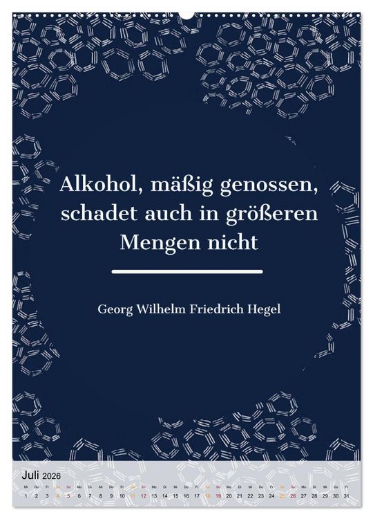 Produktbild: Dichter als Goethe - Der literarische Alkohol-Kalender (hochwertiger Premium Wandkalender 2026 DIN A2 hoch), Kunstdruck in Hochglanz