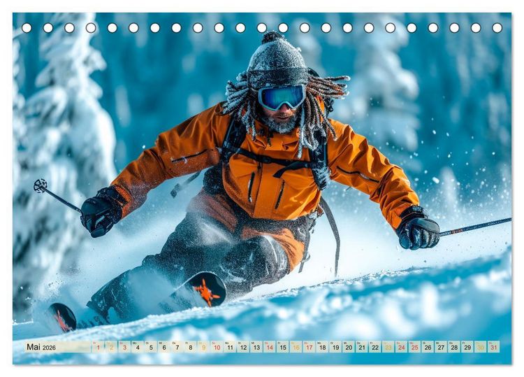 Produktbild: Skifahren - tolle Momente (Tischkalender 2026 DIN A5 quer), CALVENDO Monatskalender