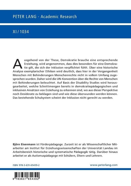Produktbild: Ethik &ndash; Demokratie &ndash; Behinderung