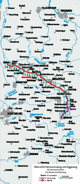 Produktbild: KOMPASS Wander-Tourenkarte Hermannsweg und Eggeweg, Die Hermannsh&ouml;hen 1:50.000