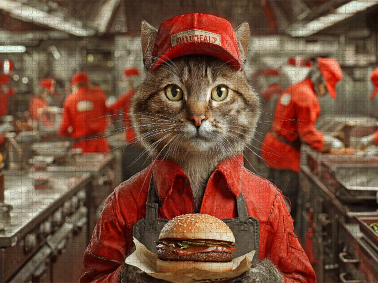 Produktbild: CALVENDO Puzzle Burger Katze | 1000 Teile Lege-Gr&ouml;&szlig;e 64x48cm Foto-Puzzle f&uuml;r gl&uuml;ckliche Stunden
