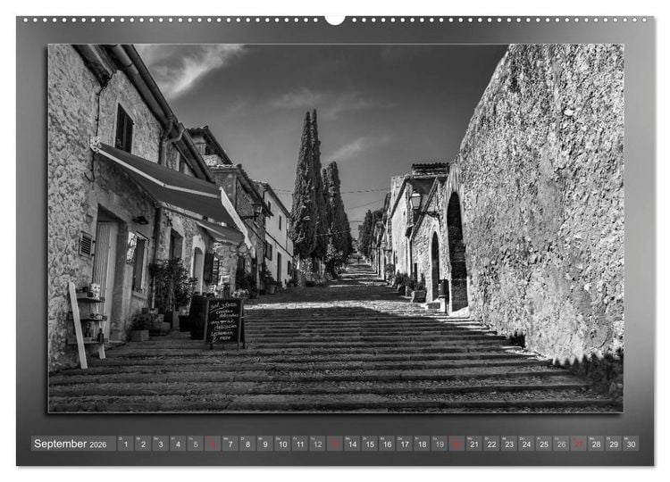 Produktbild: Mallorca Schwarz Wei&szlig; (hochwertiger Premium Wandkalender 2026 DIN A2 quer), Kunstdruck in Hochglanz