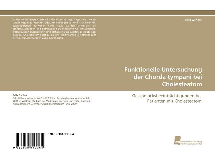 Produktbild: Funktionelle Untersuchung der Chorda tympani bei Cholesteatom