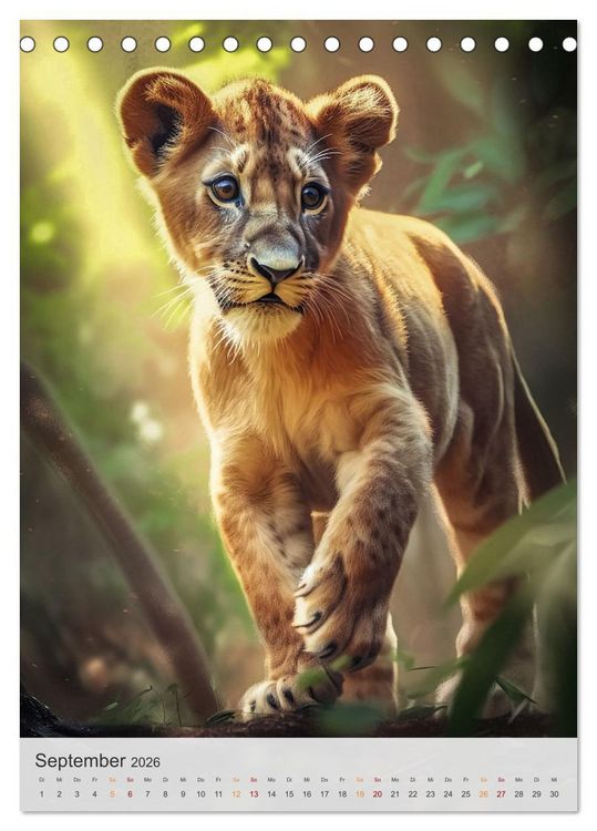 Produktbild: Wilde Tierkinder (Tischkalender 2026 DIN A5 hoch), CALVENDO Monatskalender