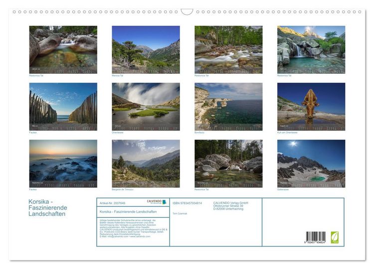 Produktbild: Korsika - Faszinierende Landschaften (Wandkalender 2026 DIN A2 quer), CALVENDO Monatskalender